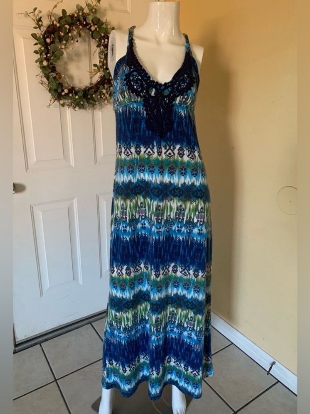 6 Degrees Blue & Green Maxi Dress